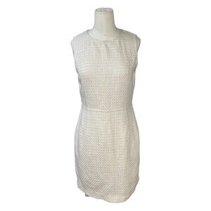 LOST APRIL  Anthropologie Sheath Tweed Dress Small S White Gold Sleeveless